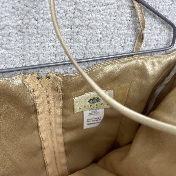 Vintage Aspeed Satin Gold Maxi Dress Women’s Size M Evening Gown Party Formal - Picture 10 of 12